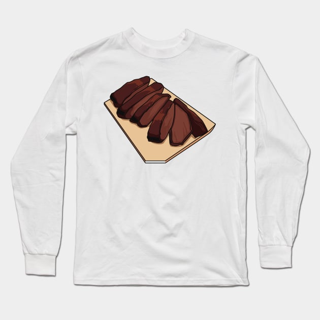 Beef brisket cartoon illustration Long Sleeve T-Shirt by Miss Cartoon